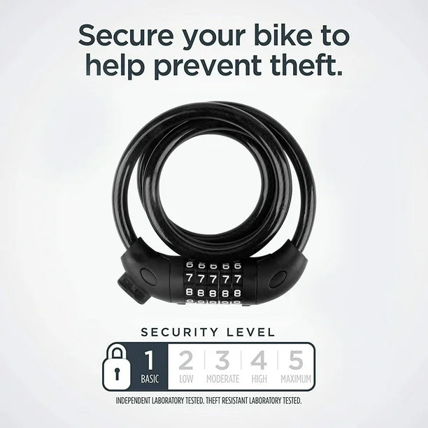 Bike code Lock Cable 4 Digit Resettable Combination Security Cable Lock Self Coiling Cable Lock Bike Bicycle