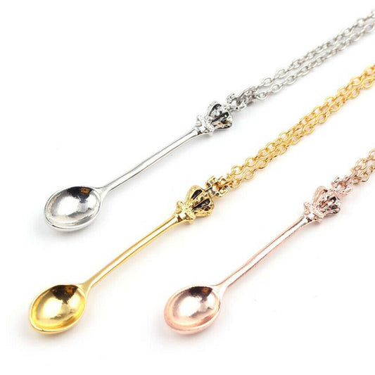 Mini Crown Spoon Necklace Crown Spoon Keychain Teaspoon Pendant Necklace Teaspoon Keyring Crown Teaspoon Mini Spoon for Filling - Homeware Discounts