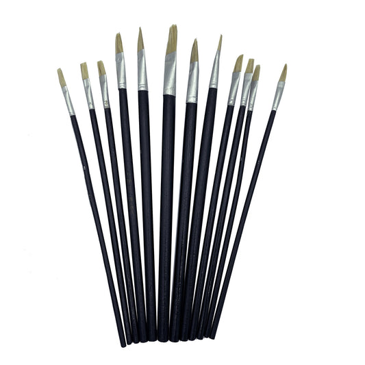 Wooden Artist Paintbrush Set Paint Brushes Art for Acrylic Oil Water Colour 12pc - Homeware Discounts