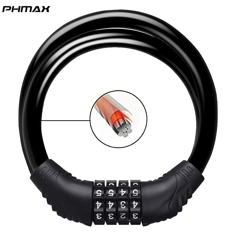 Bike code Lock Cable 4 Digit Resettable Combination Security Cable Lock Self Coiling Cable Lock Bike Bicycle