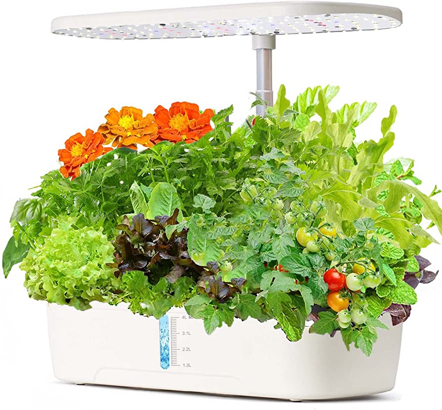 Hydroponics Plant Growing System 12 Pods Indoor Herb Garden Kit Led Grow Light Automatic Germination Kit Garden Planter 4L White - Homeware Discounts