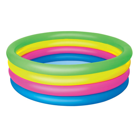 1.6M Diameter Inflatable 4 Rings Colourful Kids Play Pool Inflatable Kiddie Pool - Homeware Discounts