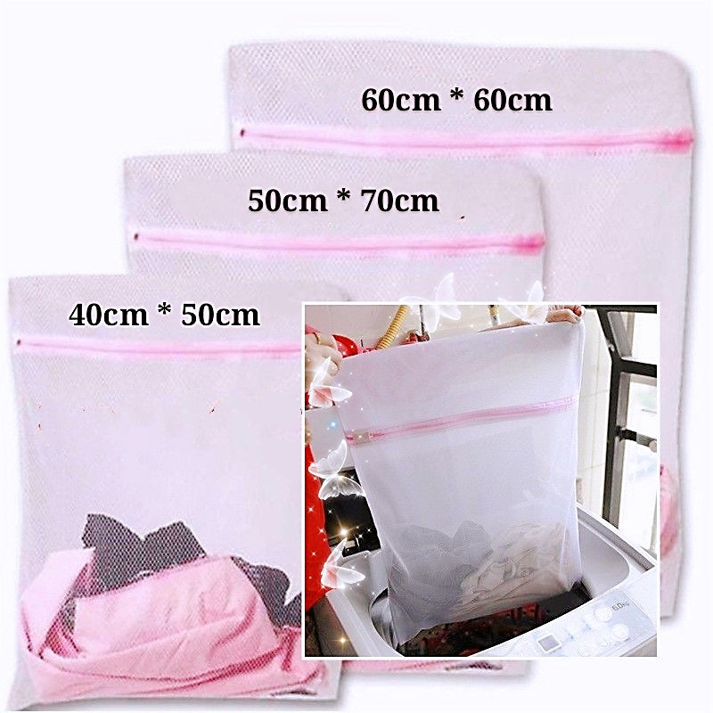 Zipped Laundry Washing Bag 3 set Net Mesh Socks Bra Clothes Socks Underwear Laundry Pouch 3 Sizes - Homeware Discounts