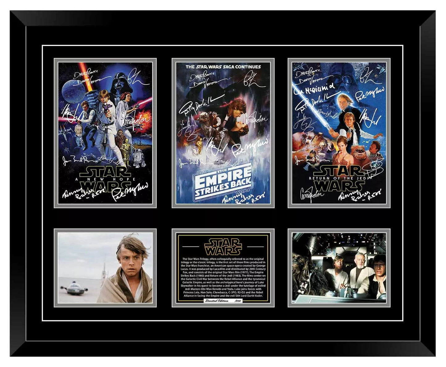 STAR WARS ORIGINAL TRILOGY 1977-1983 CAST Signed Limited Edition Photo Memorabilia Wooden Frame