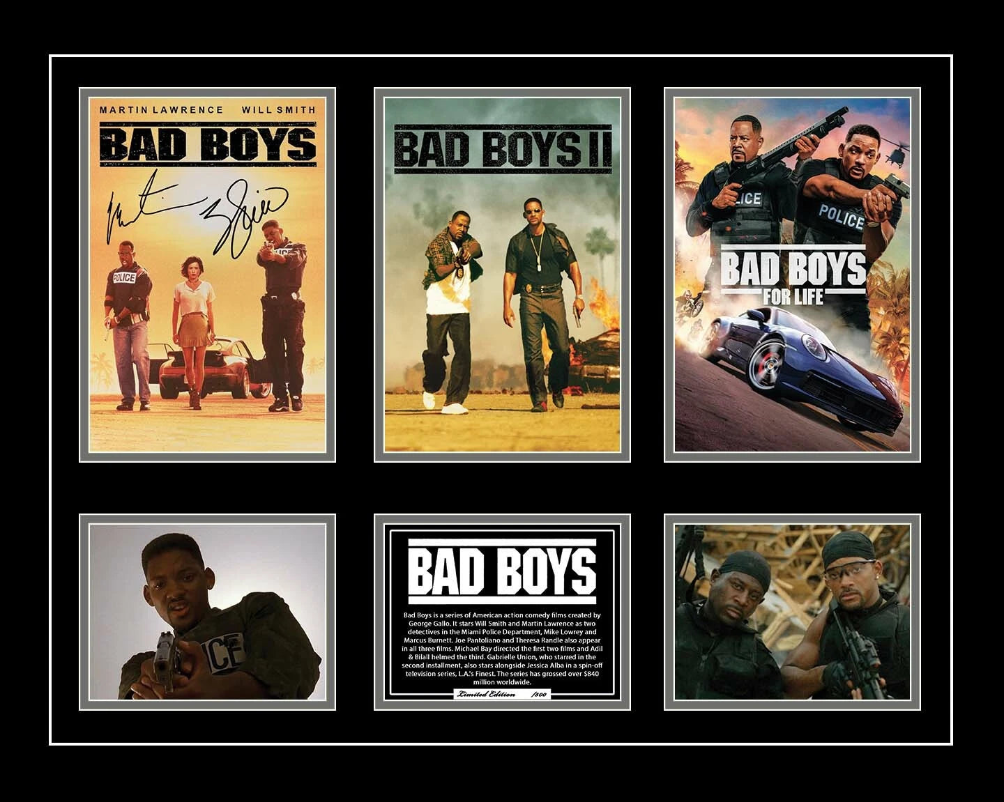 BAD BOYS TRILOGY WILL SMITH Signed Limited Edition Photo Memorabilia Wooden Frame