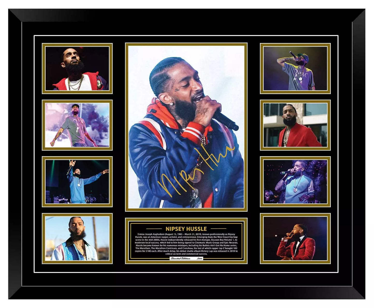 NIPSEY HUSSLE FAREWELL Signed Limited Edition Photo Memorabilia Wooden Frame