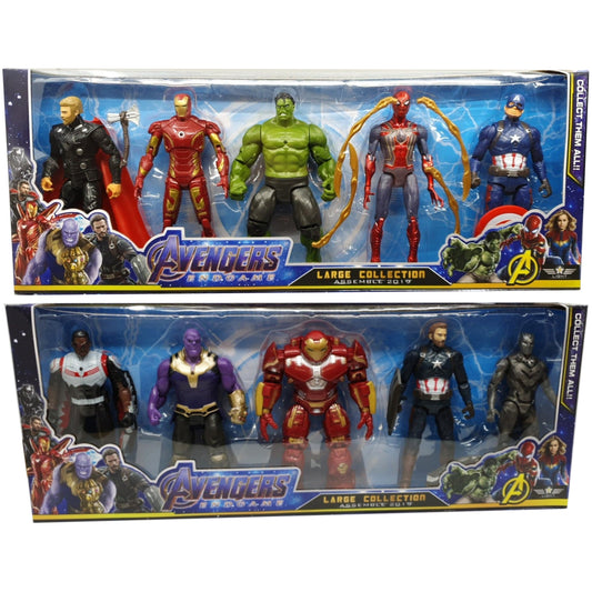 18CM 5-Piece Avengers Figurine Set Captain America Spider Man Hulk Thor Iron Man Thanos - Homeware Discounts