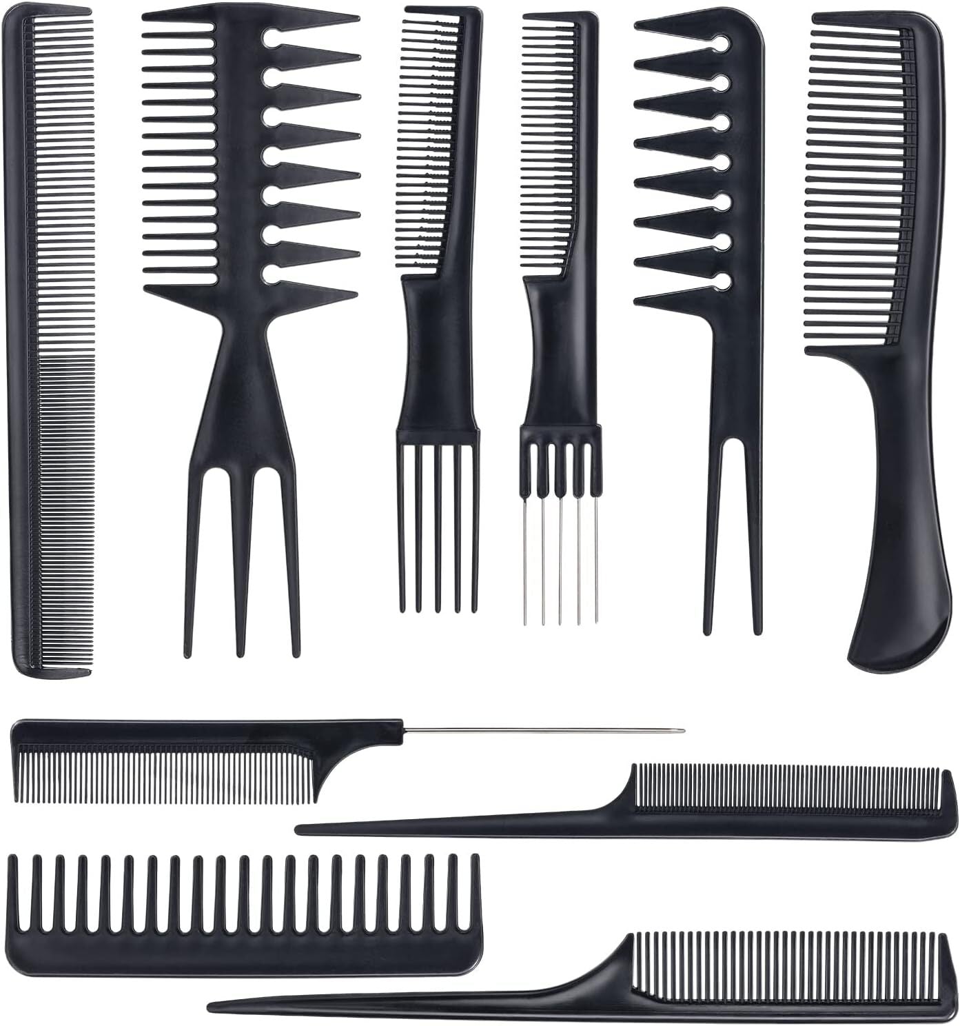 10 Pc Set Beauty Salon Hair Styling Hairdressing Plastic Barbers Brush Comb Set - Homeware Discounts