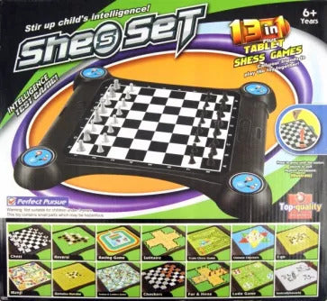 13 in 1 Shess Set Chess Game Set Multi Board Game Set CheckerReversi Solitaire Racing Chinese Checkers Manji - Homeware Discounts