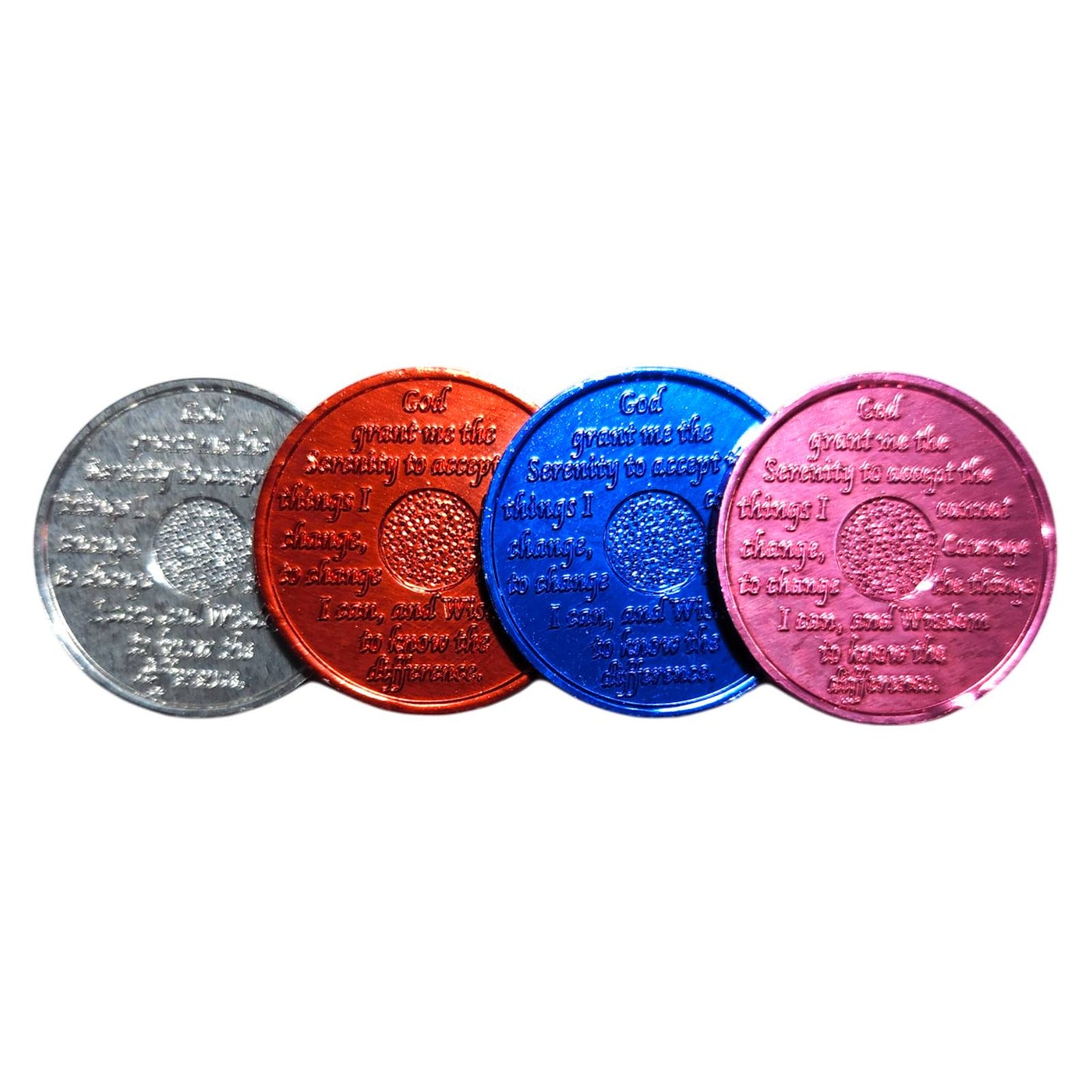 Aluminum Sobriety Chips 24 Hours Months 1, 6, 7 Months Alcoholics Anonymous Medallion Chip