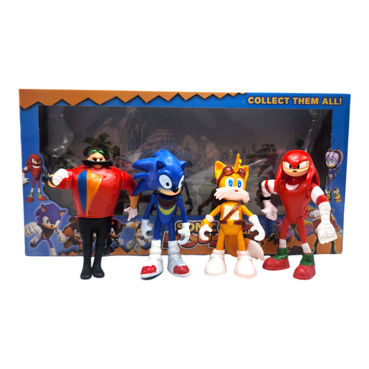 12CM Sonic The Hedgehog Action Figure Playset Figurine Sonic Tails Knuckles Doctor Eggman