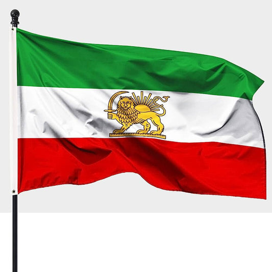 Large Old Iran Flag Persian Lion Pre 1979 Iranian Heavy Duty Outdoor 90 X 150 CM - 3ft x 5ft - Homeware Discounts