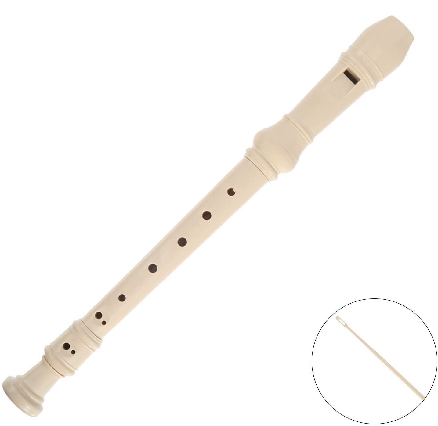 Soprano Recorder German Style 8 Hole Ivory Descant 3 Piece ABS Resin Clean Rod - Homeware Discounts