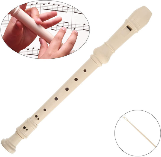 Soprano Recorder German Style 8 Hole Ivory Descant 3 Piece ABS Resin Clean Rod - Homeware Discounts