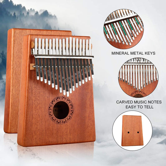 Kalimba 17 Key Thumb Piano Wood Mahogany with Tuner Hammer Music Instrument - Homeware Discounts