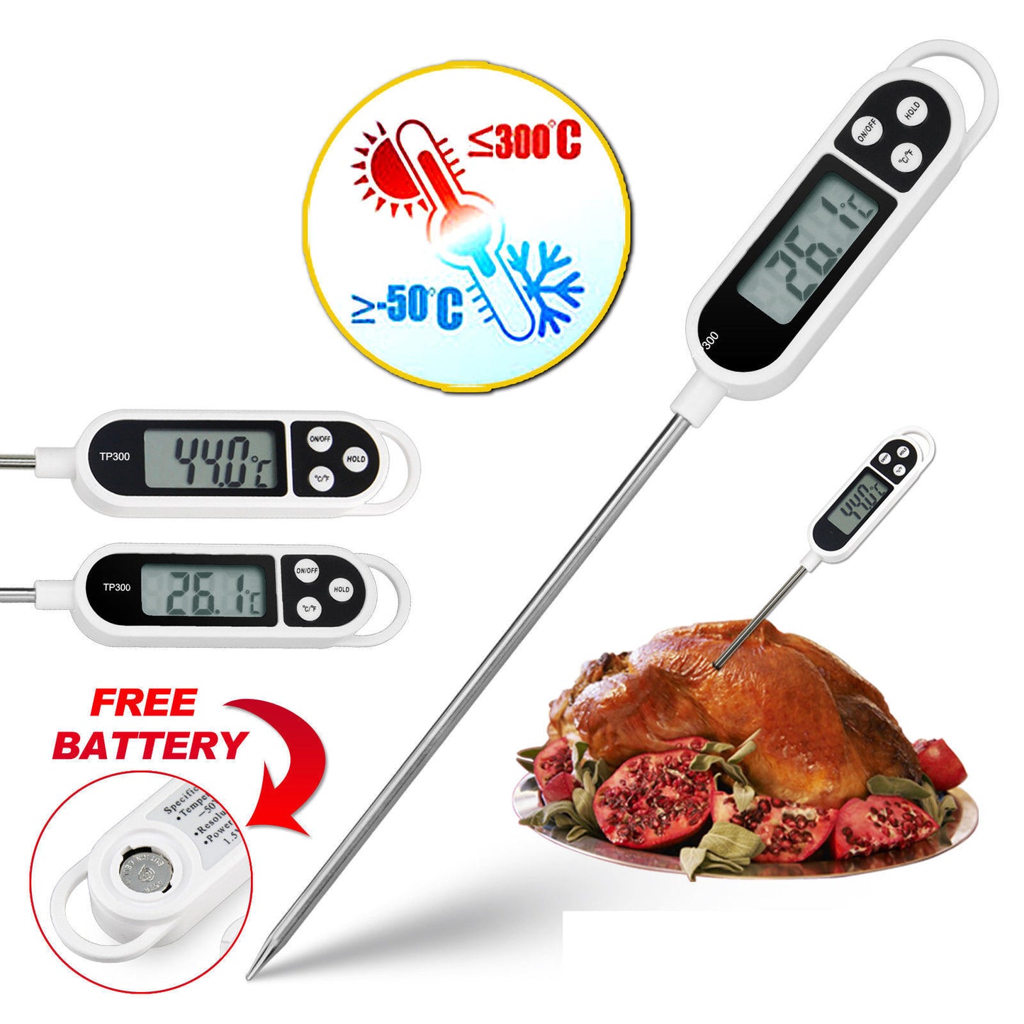 Digital Food Thermometer Cooking Meat Stab Probe Kitchen Temperature Baby Cook - Homeware Discounts