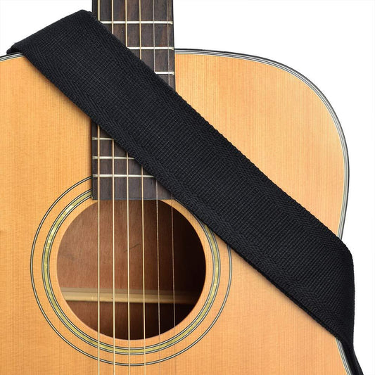 Black Guitar Strap Replacement Adjustable Nylon Belt Acoustic Electric Bass - Homeware Discounts