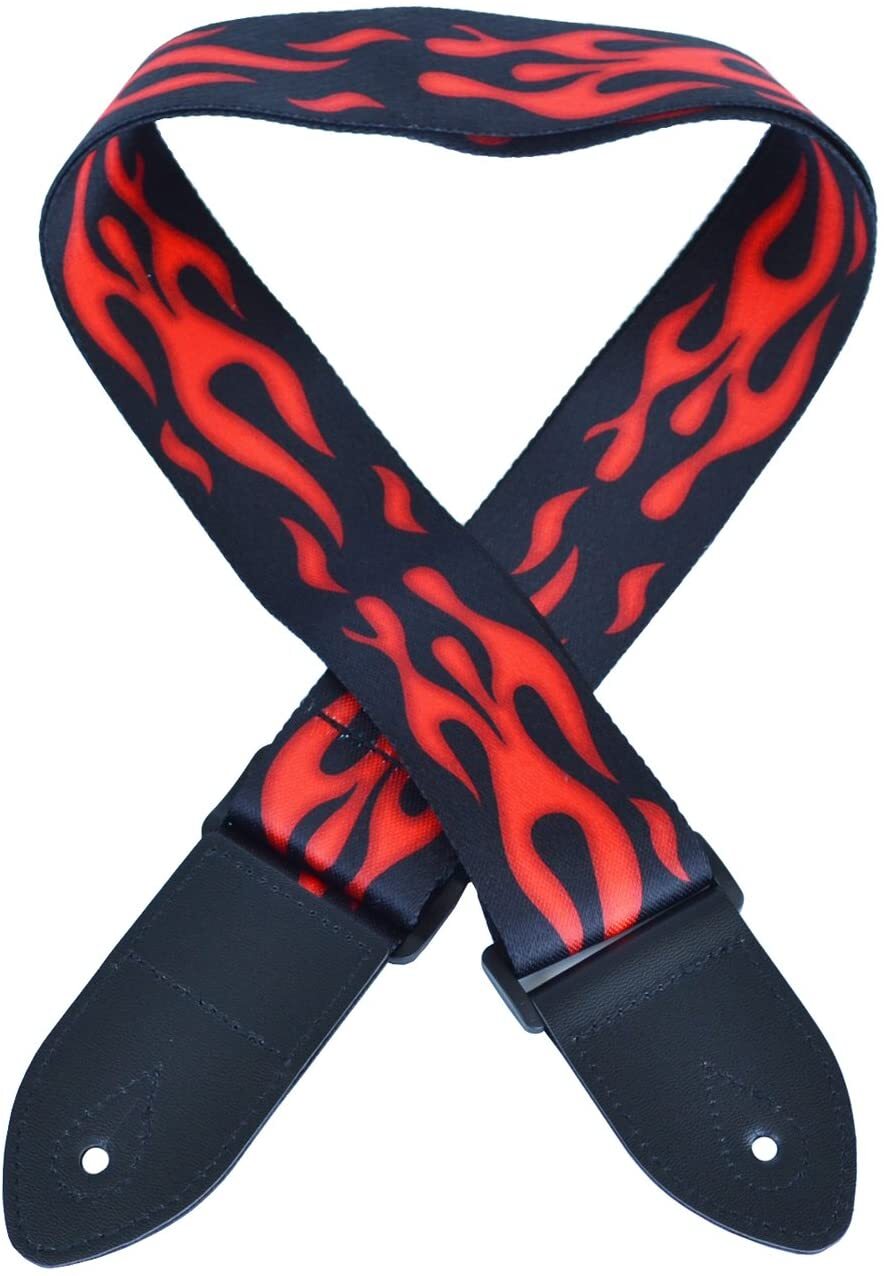 Flames Guitar Strap Fire Quality Adjustable Nylon Belt Acoustic Electric Bass - Homeware Discounts