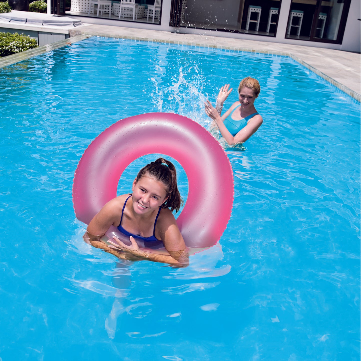 76cm Neon Swim Ring Inflatable Swim Rings Durable Tough Portable Lightweight Easy Inflate - Homeware Discounts