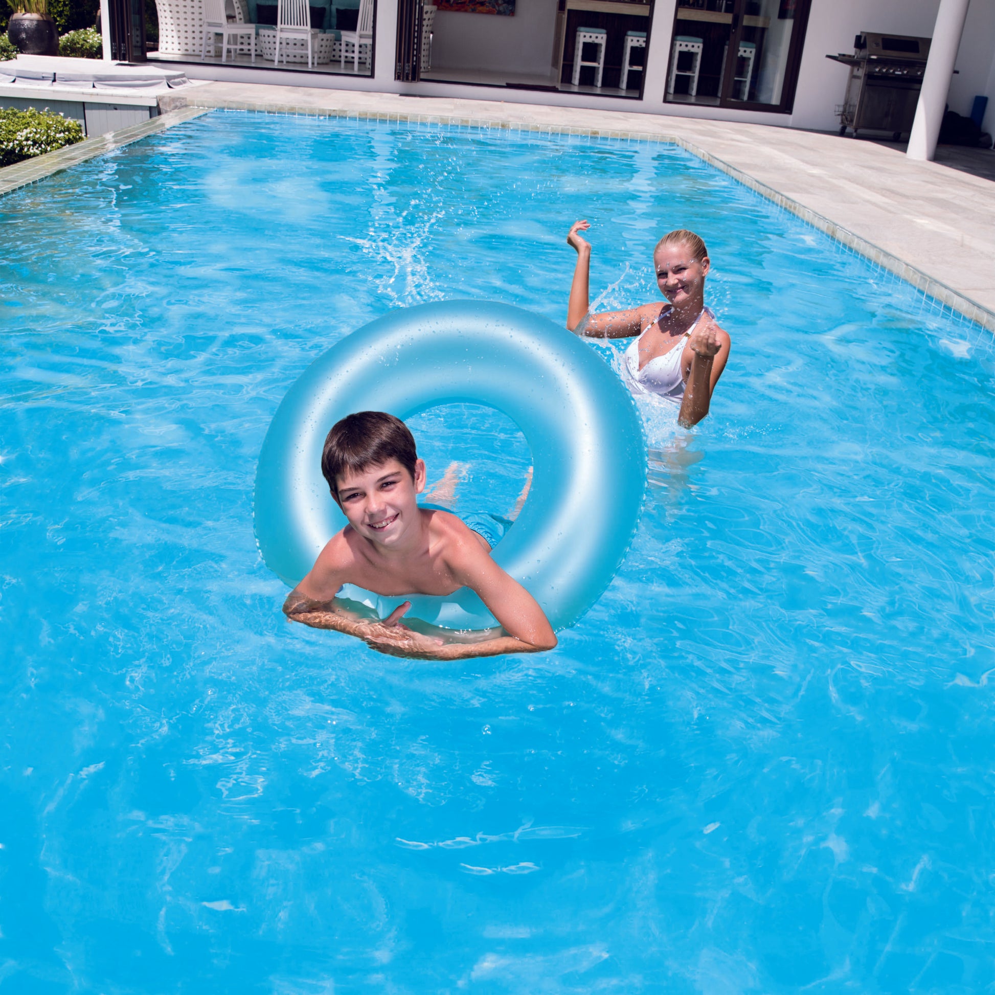 76cm Neon Swim Ring Inflatable Swim Rings Durable Tough Portable Lightweight Easy Inflate - Homeware Discounts