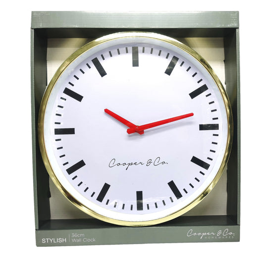36cm Modern Round Wall Clocks Quality Quartz Silent Non-Ticking Wall Clock Decor Wall Clocks - Homeware Discounts