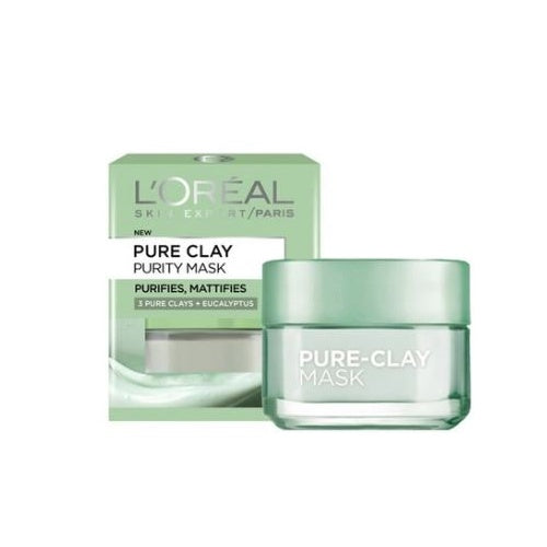 L'OREAL Skin Expert Pure Clay Mask 3 Pure Clays Eucalyptus 50ml - Homeware Discounts