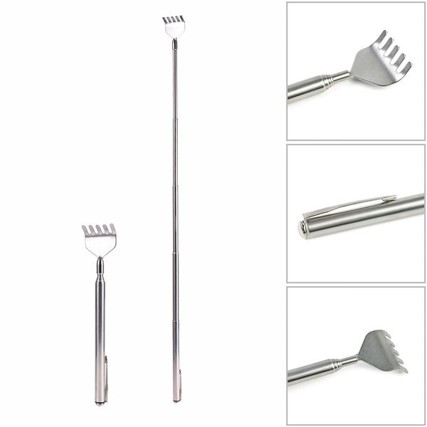Extendable Telescopic Back Scratcher Metal Hand Claw Massager Tool with Pocket Clip - Homeware Discounts