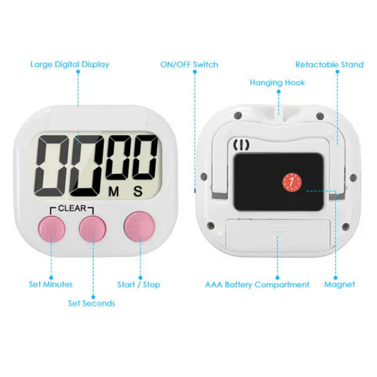 Electric Digital Kitchen Timer Cook LCD Display Countdown Alarm Tool Magnet - Homeware Discounts