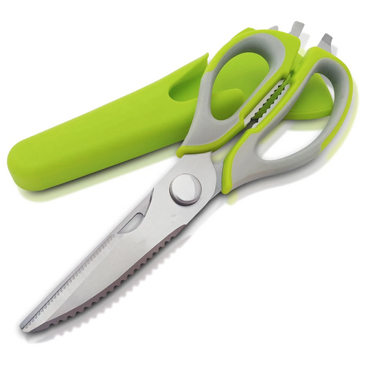 Multipurpose Scissors Stainless Steel 7-in-1 Kitchen Shears Cutting Slicing Peeling Magnetic Holder - Homeware Discounts