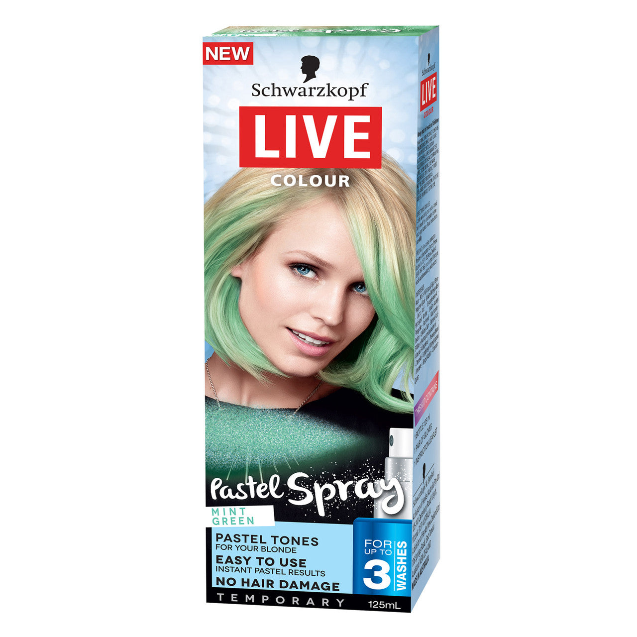 Schwarzkopf Live Colour Pastel Spray 125ml Pastel Mint Green Hair Dye - Homeware Discounts