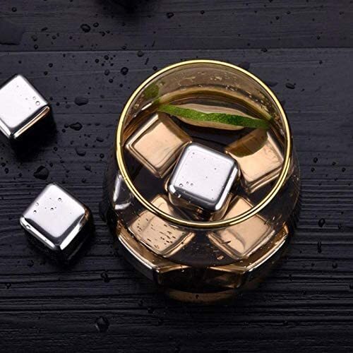 Stainless Steel Whiskey Stones x 8 Ice Cubes Tong Reusable Cooling Ice Cube Wine Drink Beer - Homeware Discounts