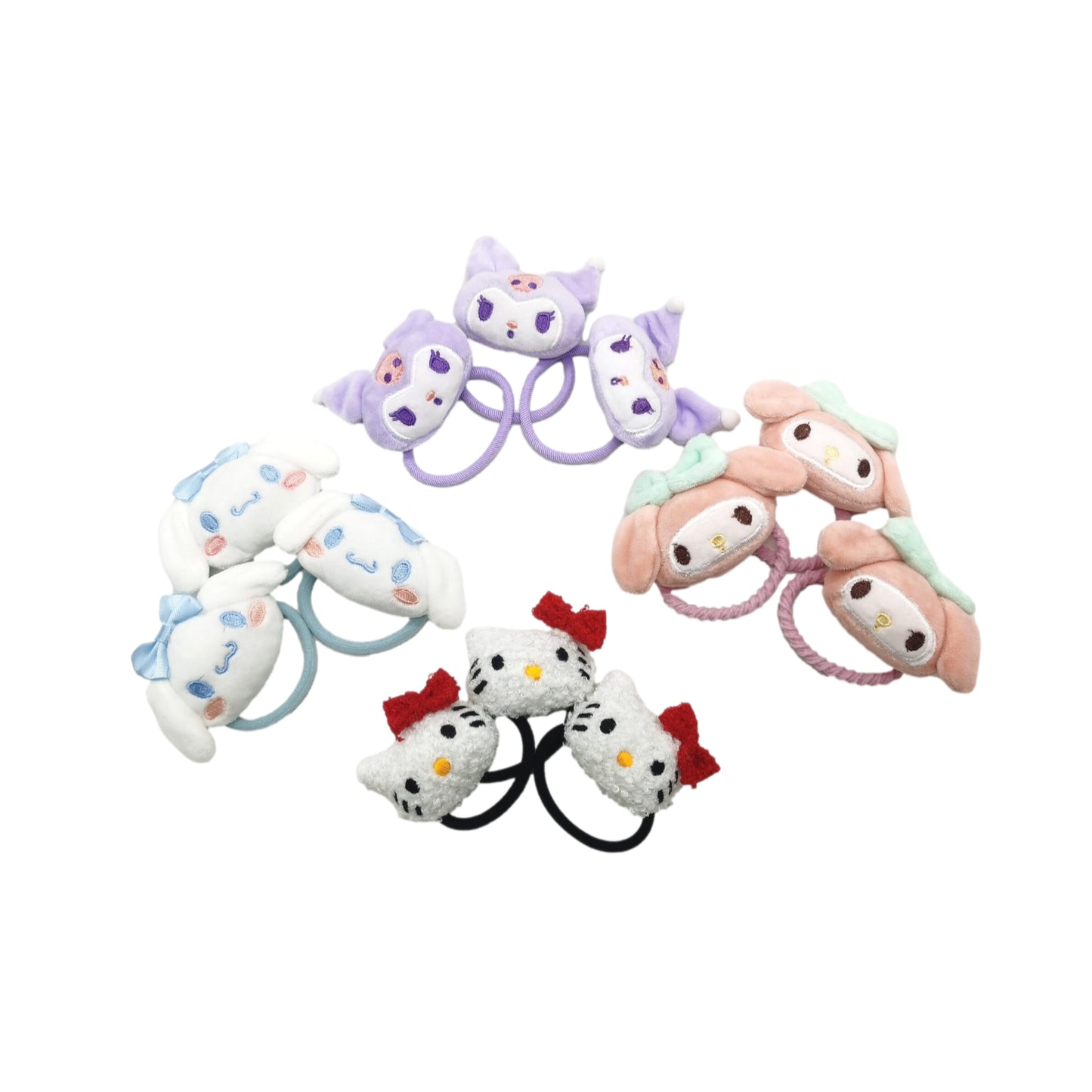 4 Pack Sanrio Hello Kitty Girl Hair Ties Kids Kuromi My Melody Cinnamoroll - Homeware Discounts
