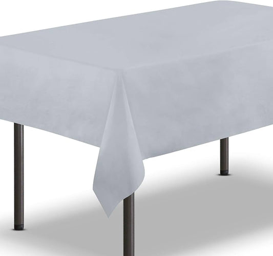 6/12PK Reusable Plastic Silver Table Cover Table cloth Birthday Wedding Party 137x274 cm Rectangle - Homeware Discounts
