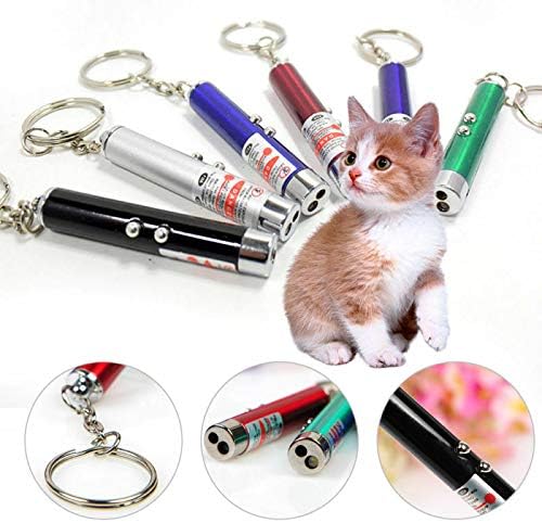 3 in 1 Red Laser Pointer Keychain Cat Toy Mini Red Laser Pointer Cat Dog Interactive Training Tools White - Homeware Discounts