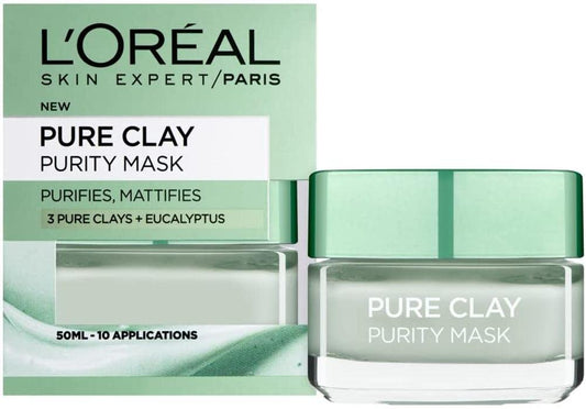L'OREAL Skin Expert Pure Clay Mask 3 Pure Clays Eucalyptus 50ml - Homeware Discounts