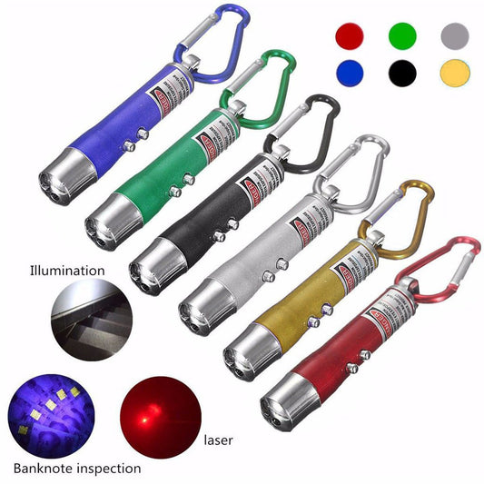 3 in 1 Red Laser Pointer Keychain Cat Toy Mini Red Laser Pointer Cat Dog Interactive Training Tools White - Homeware Discounts