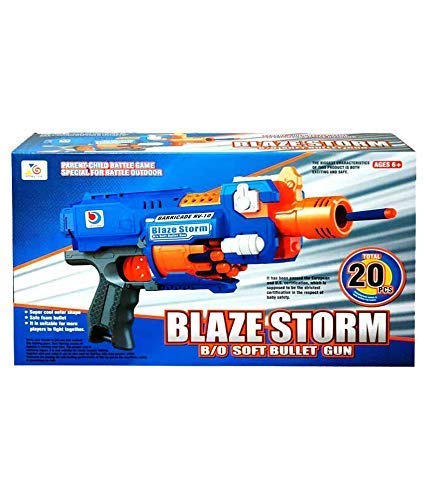 Blaze Storm Foam Bullet Blaster Manual Toy Gun Dual Gun Set 20 Safe Soft Foam Bullets - Homeware Discounts