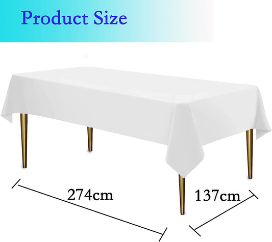 6/12PK Reusable Plastic white Table Cover Table cloth Birthday Wedding Party 137x274 cm Rectangle - Homeware Discounts