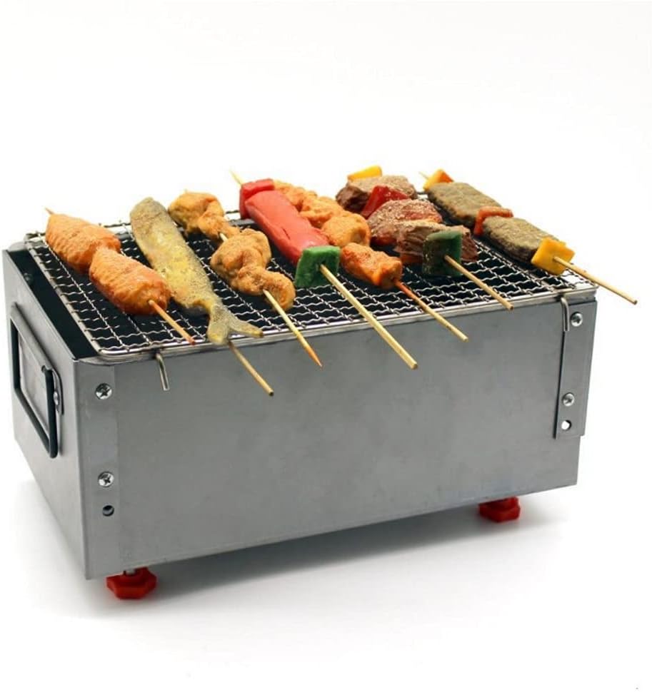 30CM Portable Charcoal Grill BBQ Stainless Steel Freestanding Long Skewer Cooking Camping - Homeware Discounts