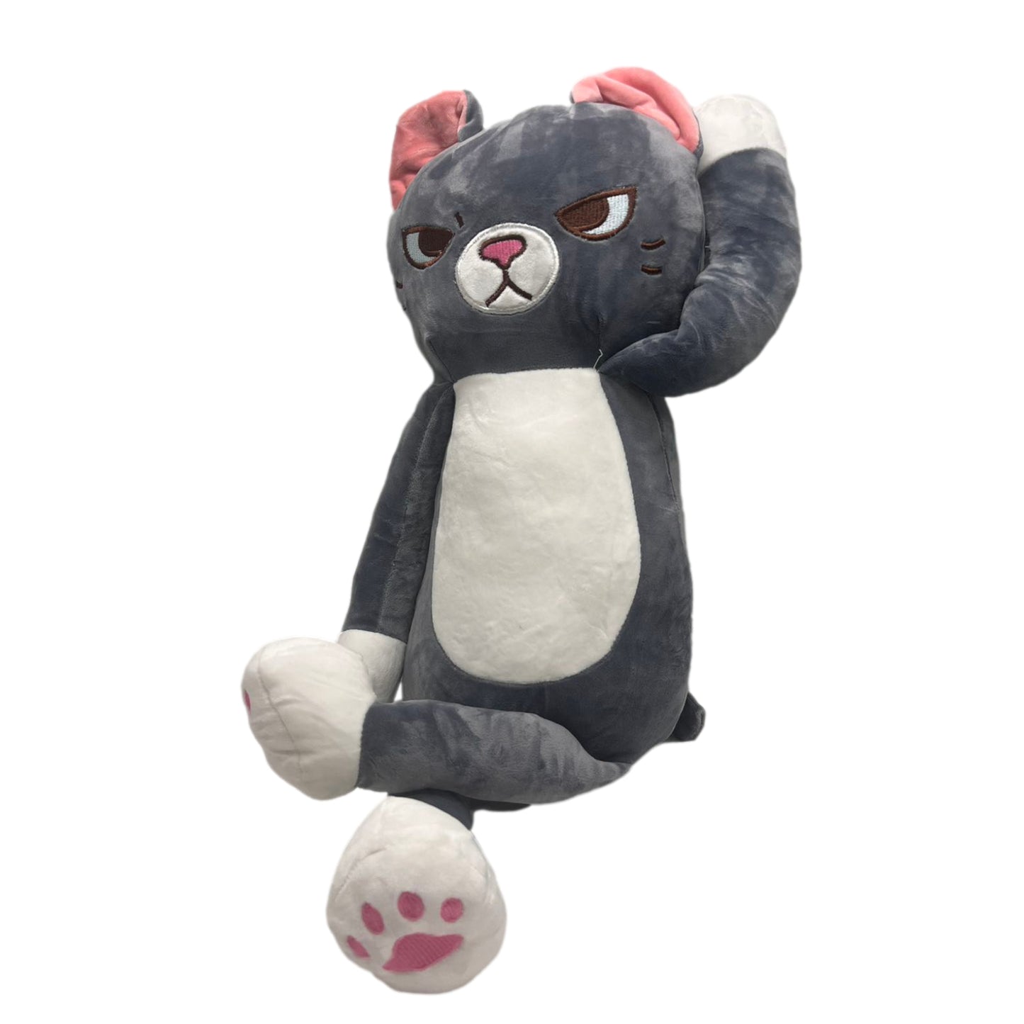 60cm Annoyed Grey Cat Plush Toy Plushie Soft Toy Kids Gift - Homeware Discounts