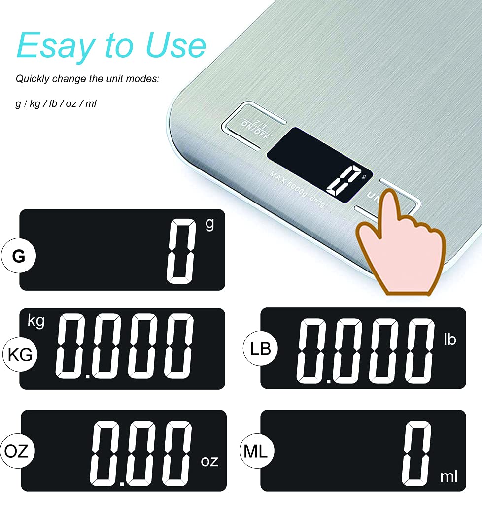 Digital Kitchen Scales Food Scales 1g to 5KG Precision Electronic Weighing Food Herbs Jewellery - Homeware Discounts