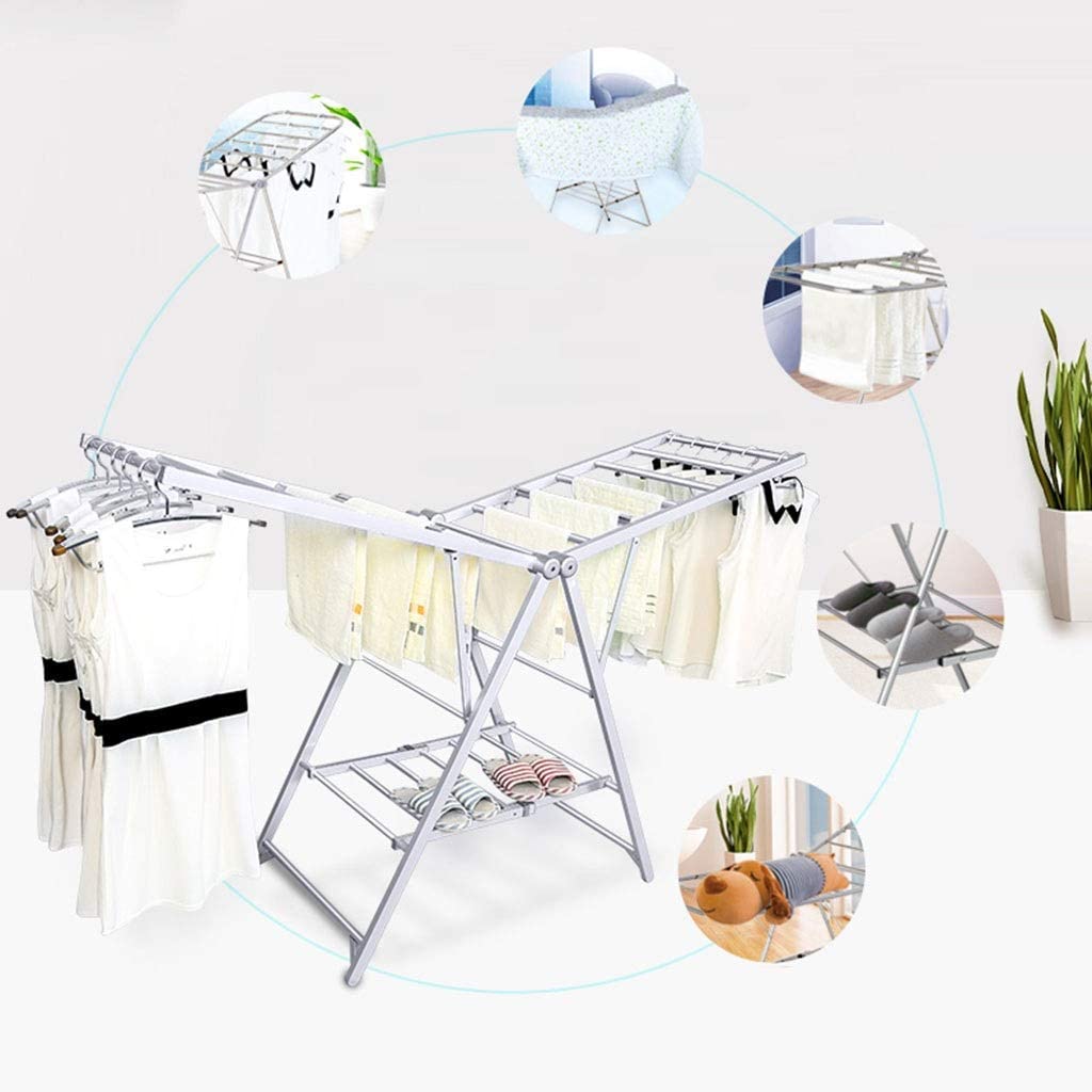 160cm Clothes Drying Rack, Stainless Steel Laundry Drying Rack Foldable for Easy Storage - Homeware Discounts