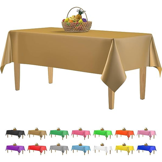 6/12PK Reusable Plastic Gold Table Cover Table cloth Birthday Wedding Party 137x274 cm Rectangle - Homeware Discounts