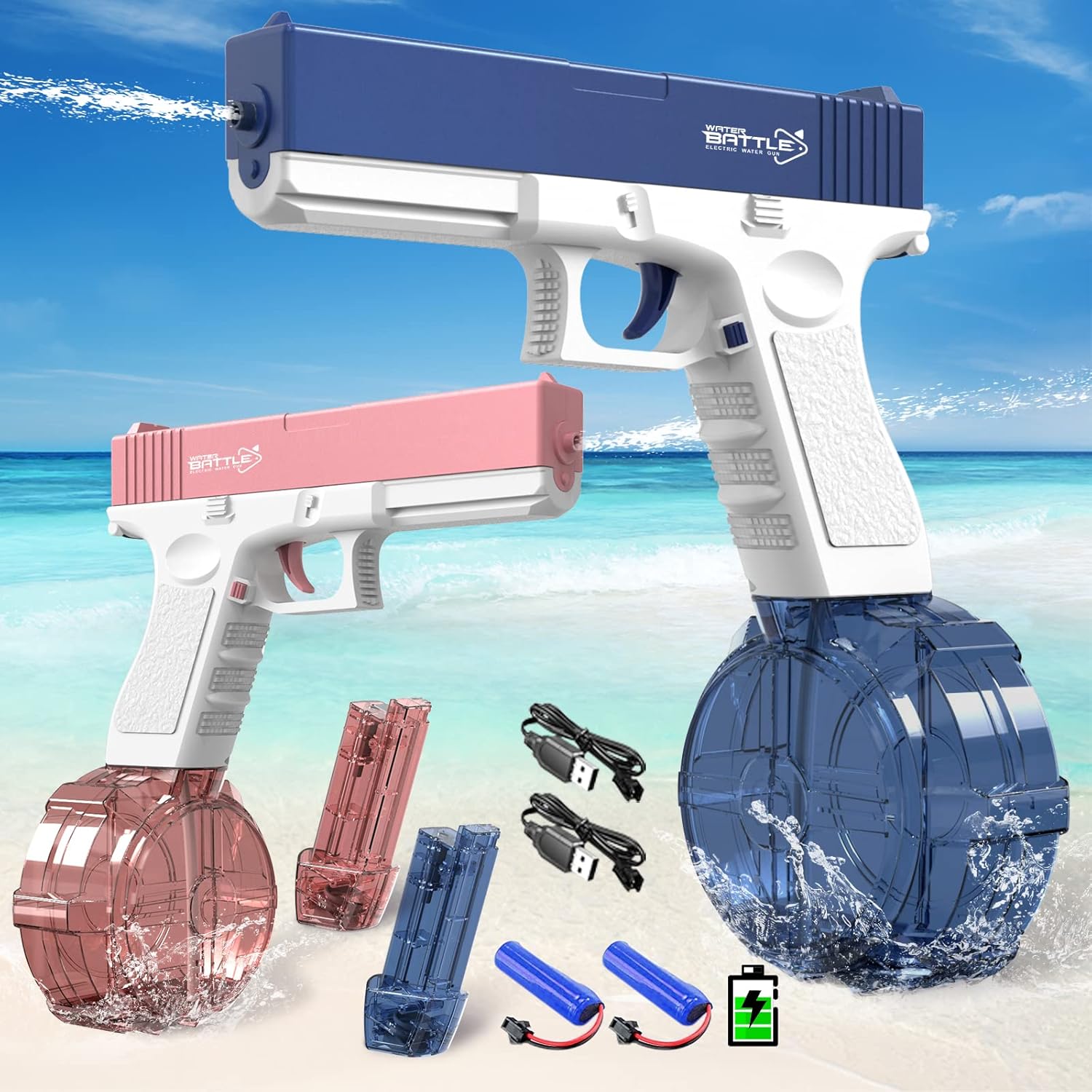 Rechargable High-Pressure Electric Water Gun Automatic & Battery Powered Water Blaster Large Water Storage Water Pistol toy - Homeware Discounts