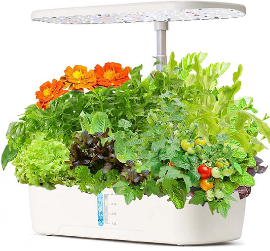 Hydroponics Plant Growing System 12 Pods Indoor Herb Garden Kit Led Grow Light Automatic Germination Kit Garden Planter 4L White - Homeware Discounts