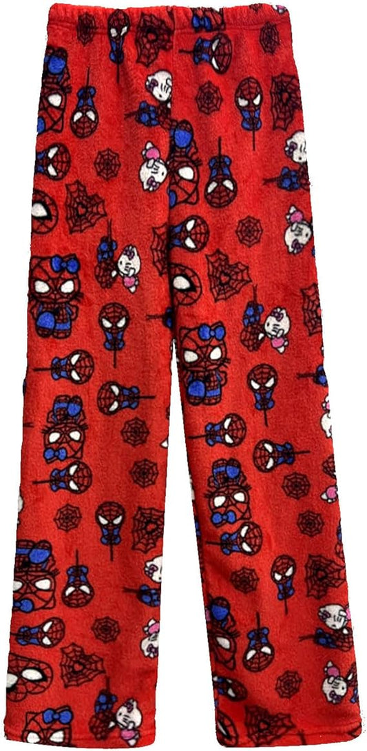 Spiderman x Hello Kitty Pajama Pants Women's Flannel winter Pajamas Bottoms Girls Soft Comfy Sleep Lounge Fuzzy Long Pants - Homeware Discounts