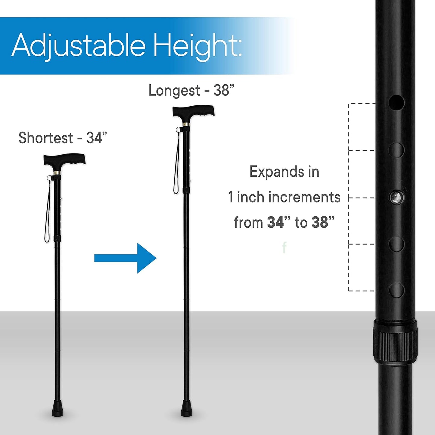 Folding Cane Foldable Walking stick Adjustable Lightweight Aluminium Offset Walking Cane Collapsible Walking Stick - Homeware Discounts