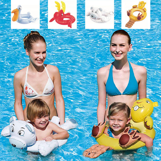 Bestway Kids Animal Shaped Bear Moose Swim Ring Inflatable Swim Rings Durable - Homeware Discounts