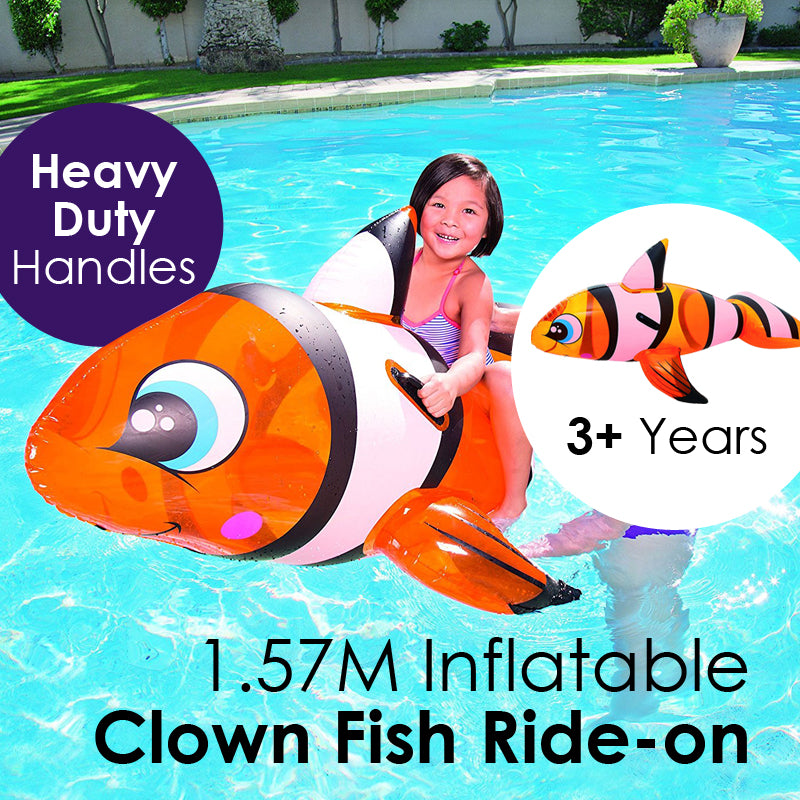 Bestway Inflatable Clown Fish Rider Jumbo Float Swim Summer 1.6M - Homeware Discounts