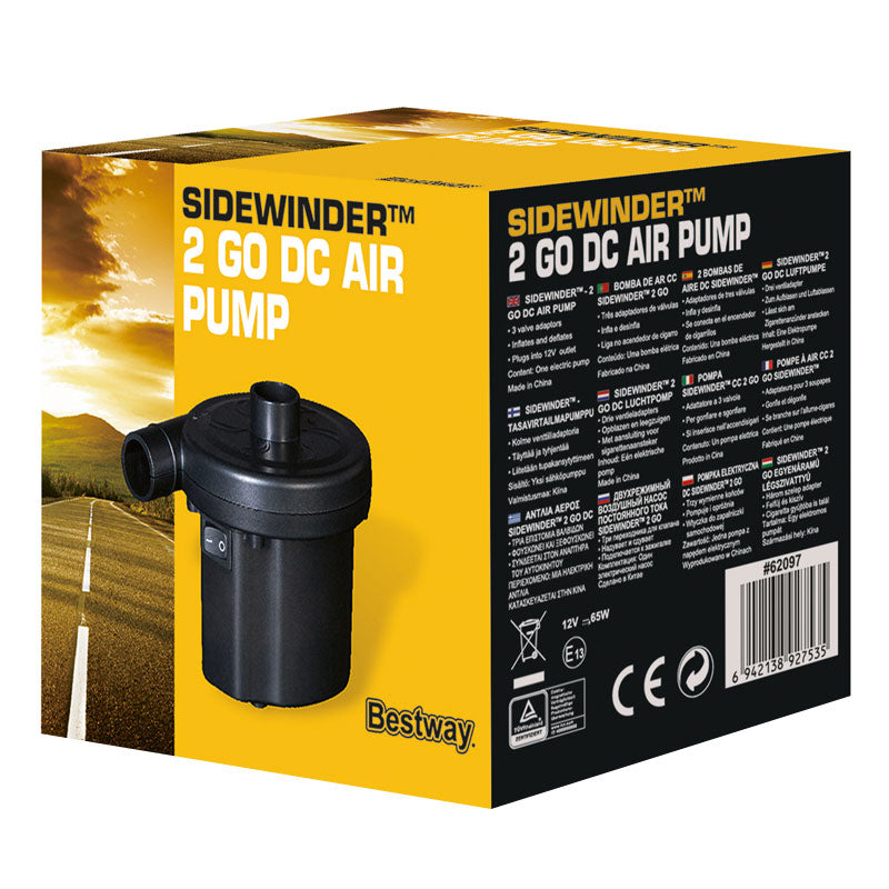 Bestway Sidewinder 2 Go DC Car Charger Air Pump Auto-Off Tyre Pump for Car, Bike, Balls, Power Bank - Homeware Discounts